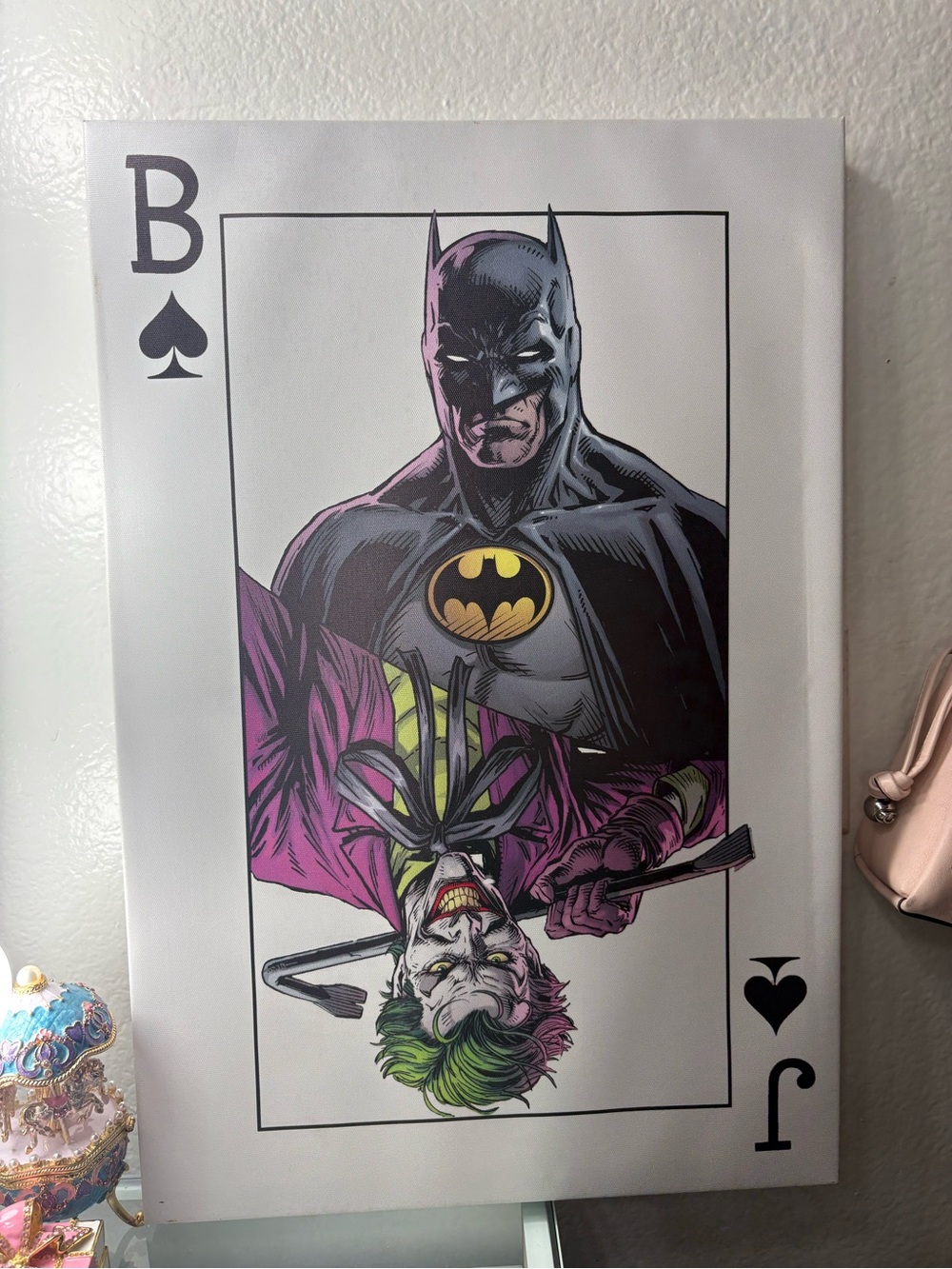 Batman & Joker Playing Card Wall Art - Black, Purple, Green